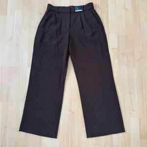 Abercrombie & Fitch Curve Love Dark Brown Striped Low-Rise Wide Leg Pants